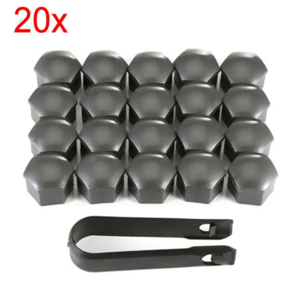 20Pcs Grey \17mm /Wheel Nut Bolt Cover \Plastic #Lug Dust Screw Protectors For Car Truck Rim Tire Decoration Accessories Set