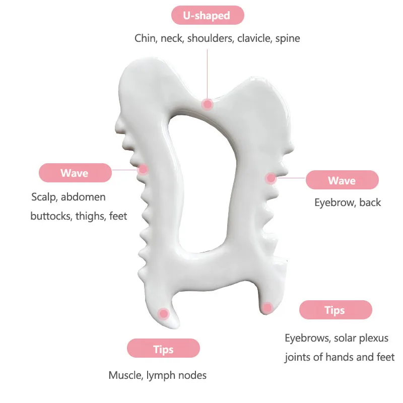 Ceramic Gua Sha Board Skin Scraping tools Face Massager Whole Body Guasha tool, Full Body Scraping Plate Body Massage Tool