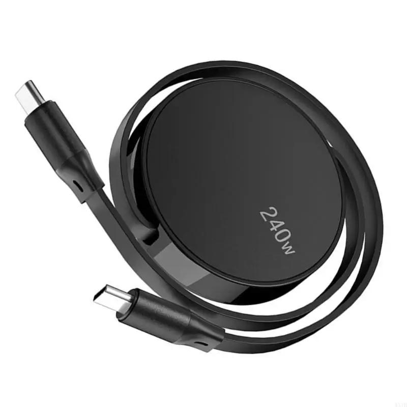 كابل من النوع C، USB C قابل للسحب إلى USB C DataSync وسلك شحن PD240W 100 سم