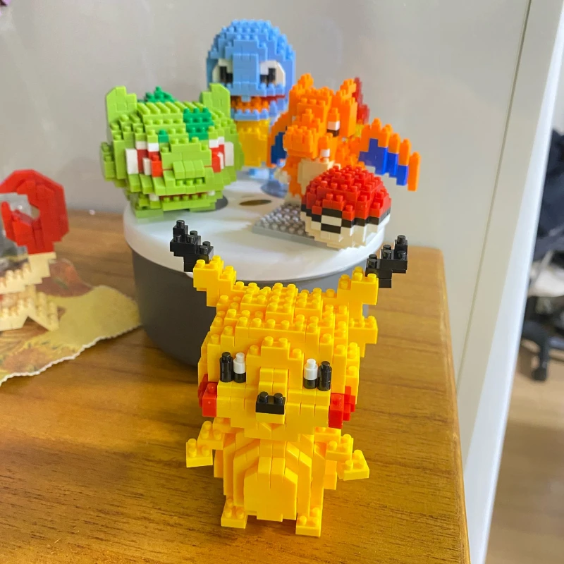 Pokemon Blocks Small Building Blocks Cartoon Picachu Animal Mini Model Education Game Graphics Pokemon Toys Gifts for Kids