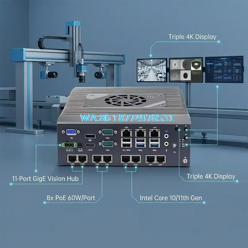 Wmwmnu 11x LAN I210 for Core i3 i5 i7 10th 11th Gen Industrial Mini Box PC Network Security Gateway with Watchdog