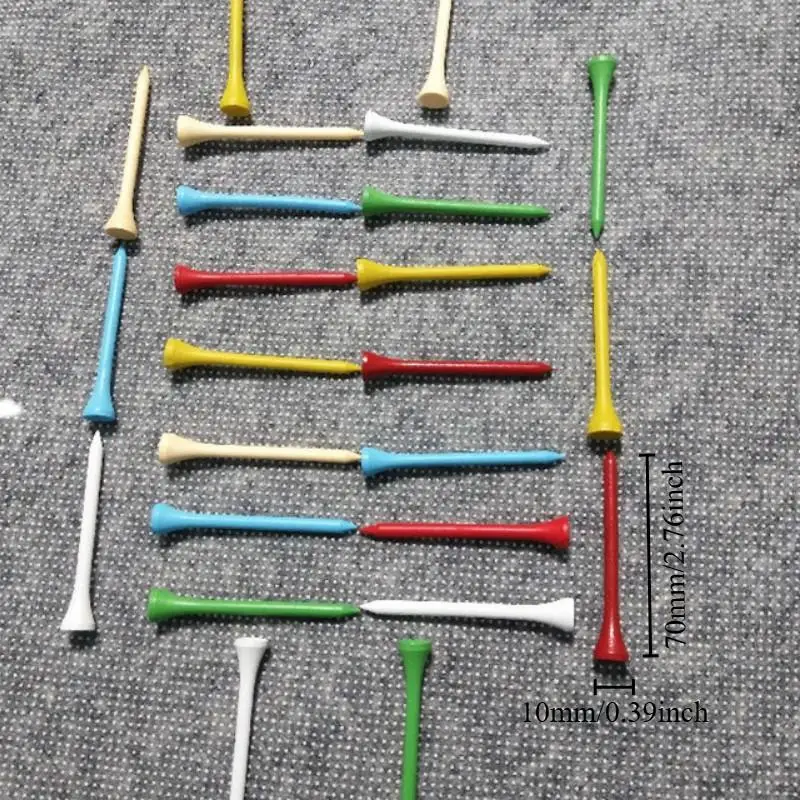 20pcs/Lot /1 Pack Multi Color Plastic Golf Tees 70mm Durable Rubber Cushion Top Golf Accessories