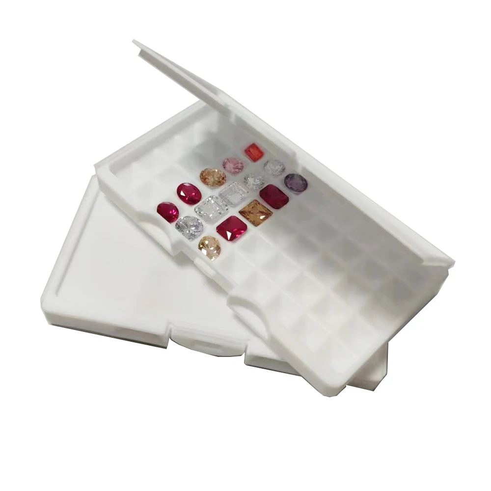 White Diamond Jewelry Storage Box 3-10mm Gemstone Display Organizer Case for Store Gems Bare Stone Packaging Cover Tray