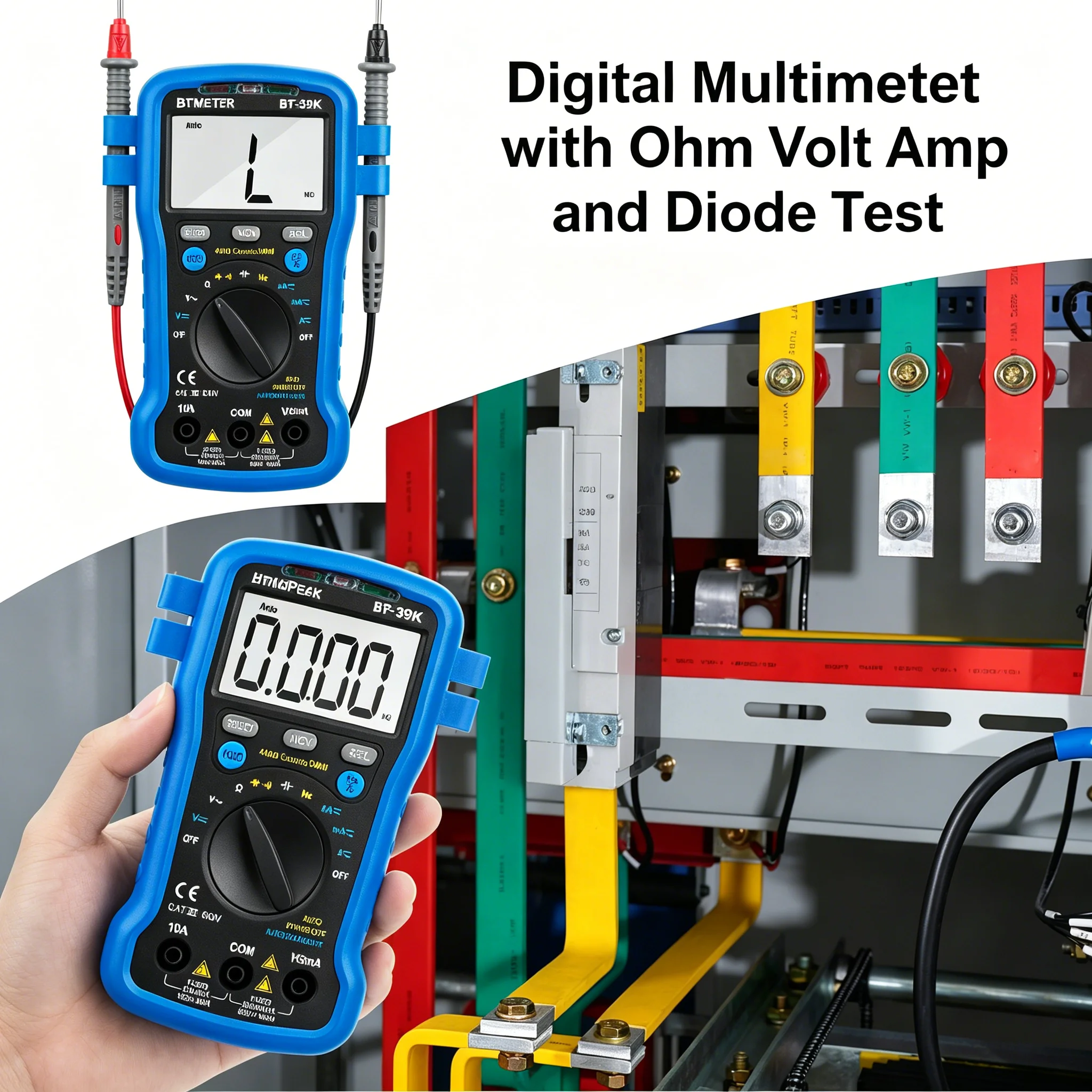 

39K Magnetic Stand Multimeter 4000 Counts TRMS Auto Ranging NCV, Flashlight Backlight Handheld Tester for Field & Auto Repair