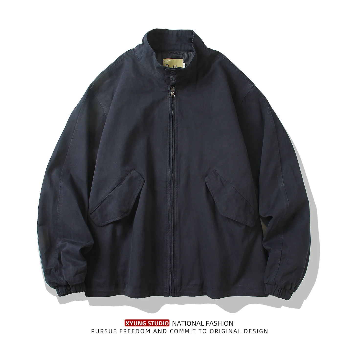 

Casual Loose Men's Jaet Stand Collar Workwear Outerwear Autumn New Sle American Retro Sle Cotton Long Sve Zipper Clo...