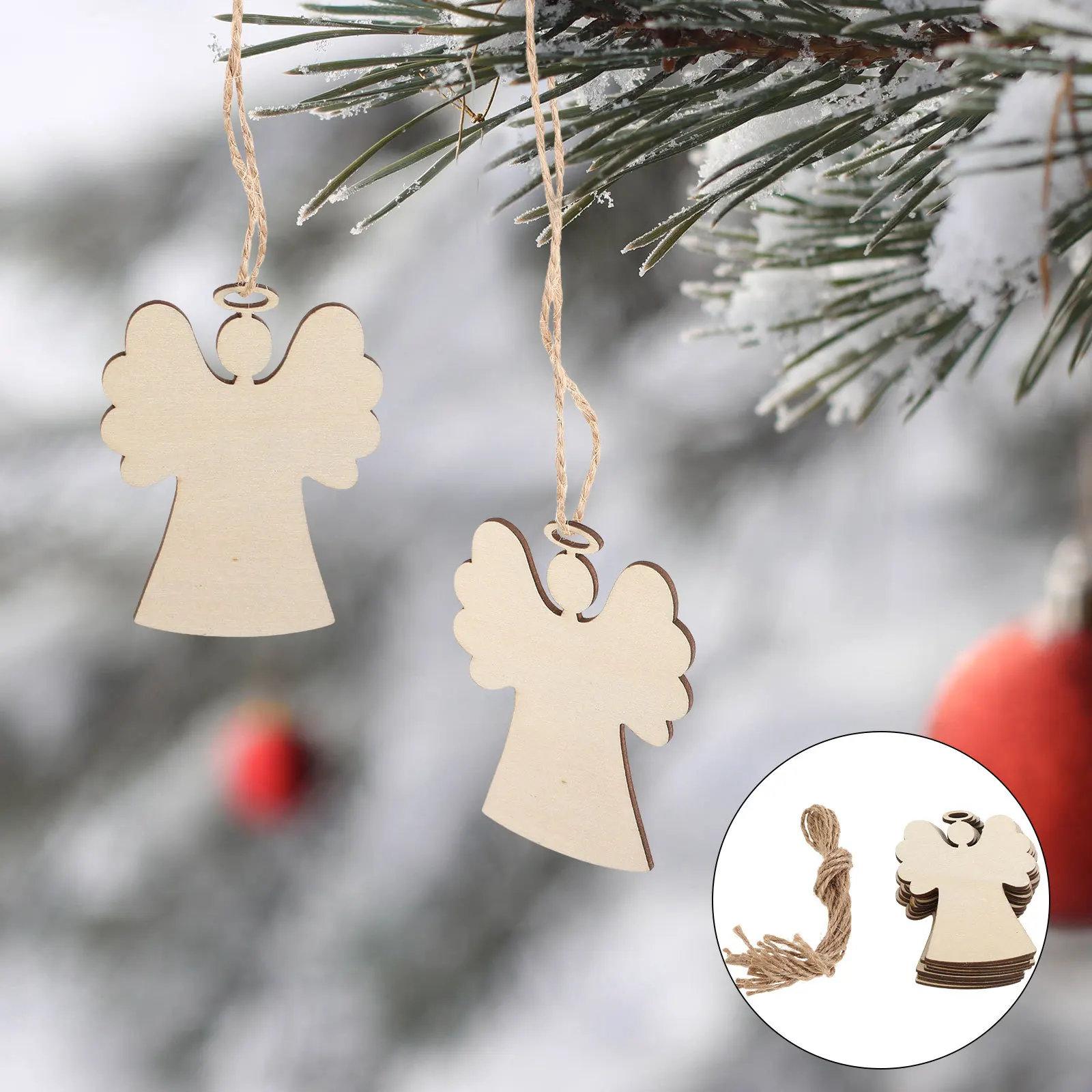 

10Pcs Wooden Christmas Angel Ornaments Handcrafted Hanging Pendants for Tree Festival Party Wedding Home Decor