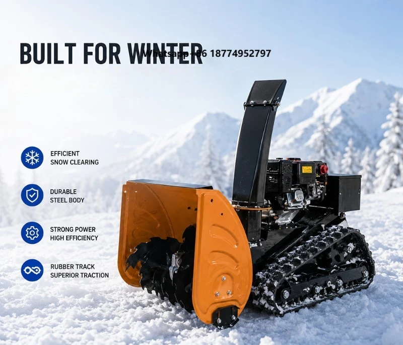 Professional 600mm Tracked Snow Blower Remote Control Snow Thrower for 45 Degree Slope and Deep Snow Clearing