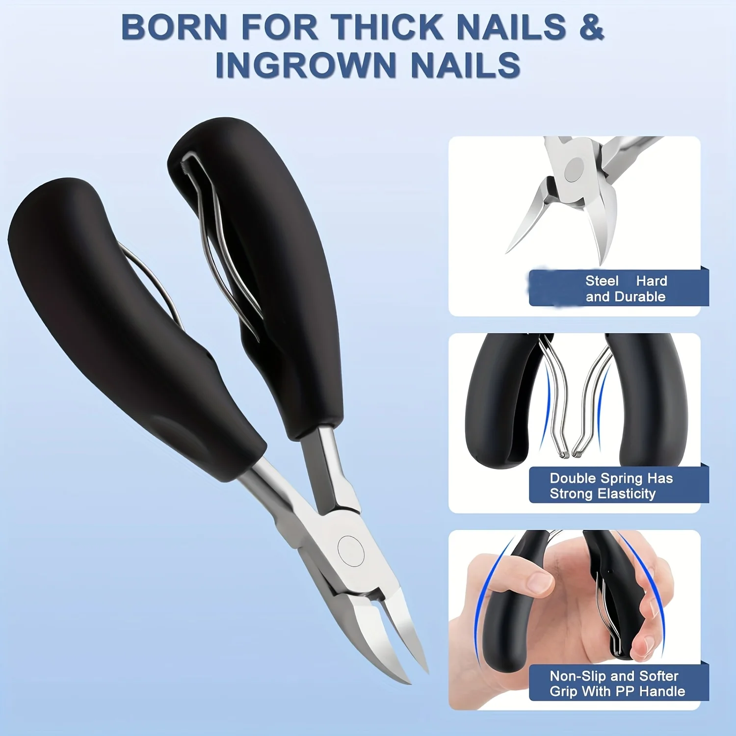 

Heavy-Duty Professional Nail Clipper Suitable for Thick Toenails and Ingrown Nails Stainless Steel Blade, Splash-Proof Design