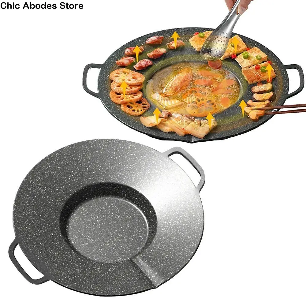

Round Shape Griddle Pan Aluminum Alloy Nonstick Frying Pan with Handles Efficient Heat Distribution Concave Design