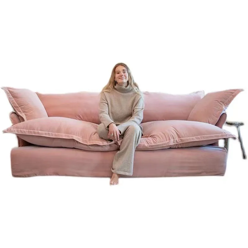 Down sofa super soft living room double removable and washable Nordic Japanese lazy fabric, cloud sofa small apartment