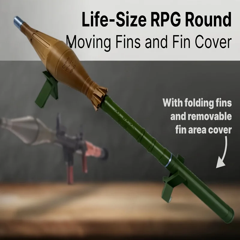 1:1/1:2 Scale RPG Rocket Model, High-Strength ABS with Folding Fins & Removable Cover for Home Office Display Airsoft Gun Decor