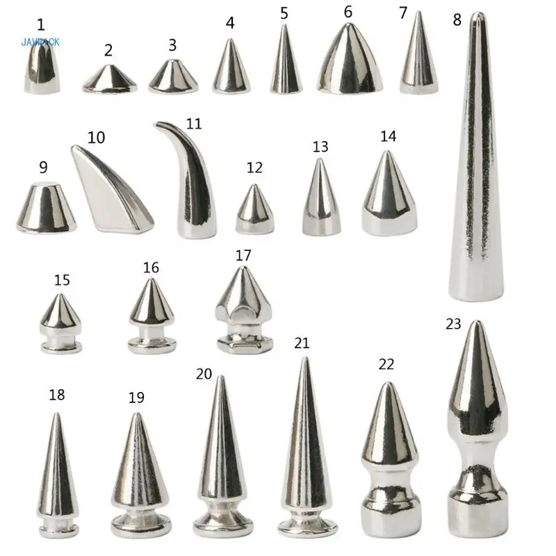 

Metal Spikes and Studs Cone Spiked Rivets PU DIY Crafts Punk Studs and Spikes for Clothing Shoes Belts Bag Accessories