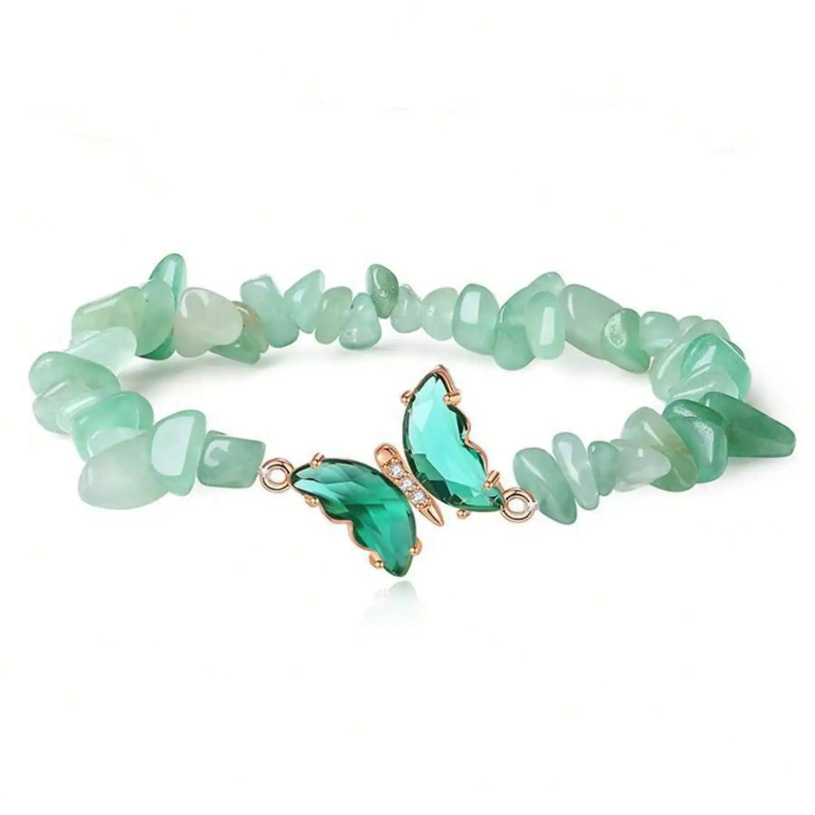 Rundes Perlenarmband mit Naturstein-Schmetterlingsanhänger für Damen, Schmuckgeschenk – Detail 9