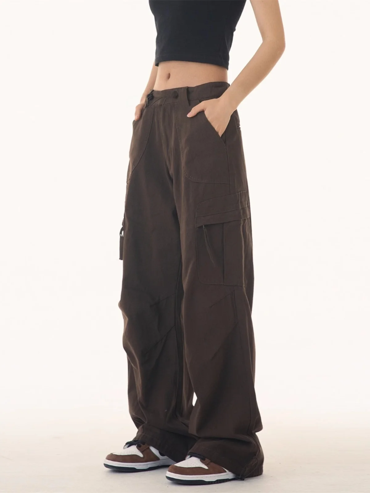 

Американские винтажные рабочие брюки, свободные повседневные мужские и женские свободные широкие прямые повседневные брюки, молодежная энергия