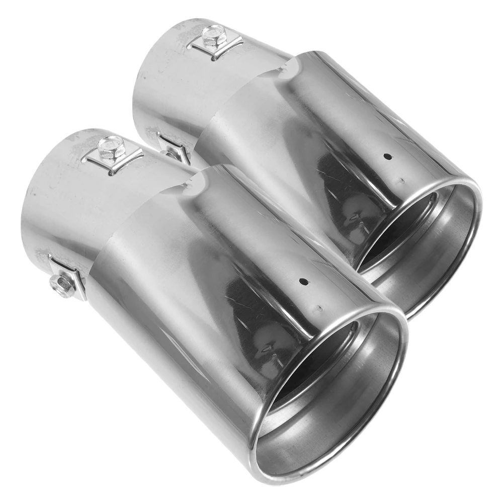 

2Pcs Tail Pipe Exhaust Tips Motorcycle Car Stainless Steel Pipes Universal Fit Performance Boost Noise Reduction Long Lasting
