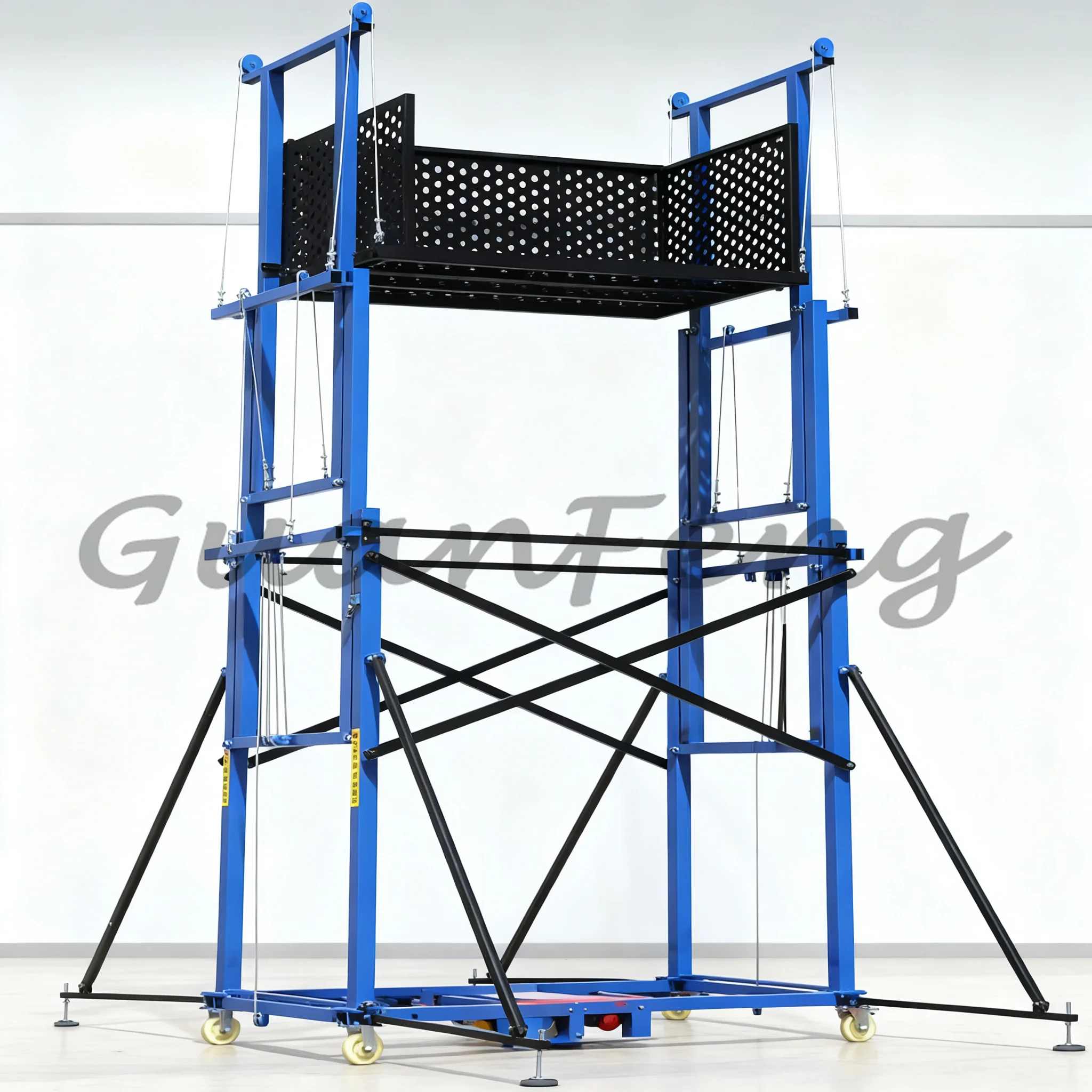 Foldable Mobile Electric Scaffold Lift, Remote Operated Cargo Elevating Platform for Home Renovation