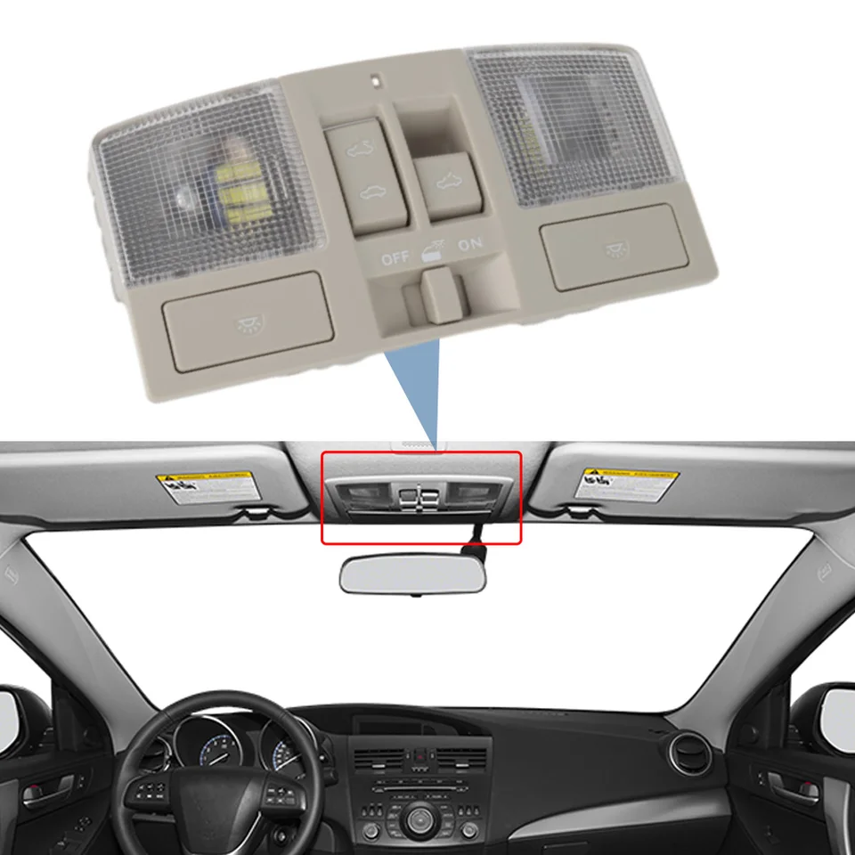 Mazda 3 2010 2011 2012 2013 자동차 LED 오버 헤드 콘솔 어셈블리 지붕 독서 등 (썬 루프 스위치 포함) BBM6-69-970B-75 썸네일 7