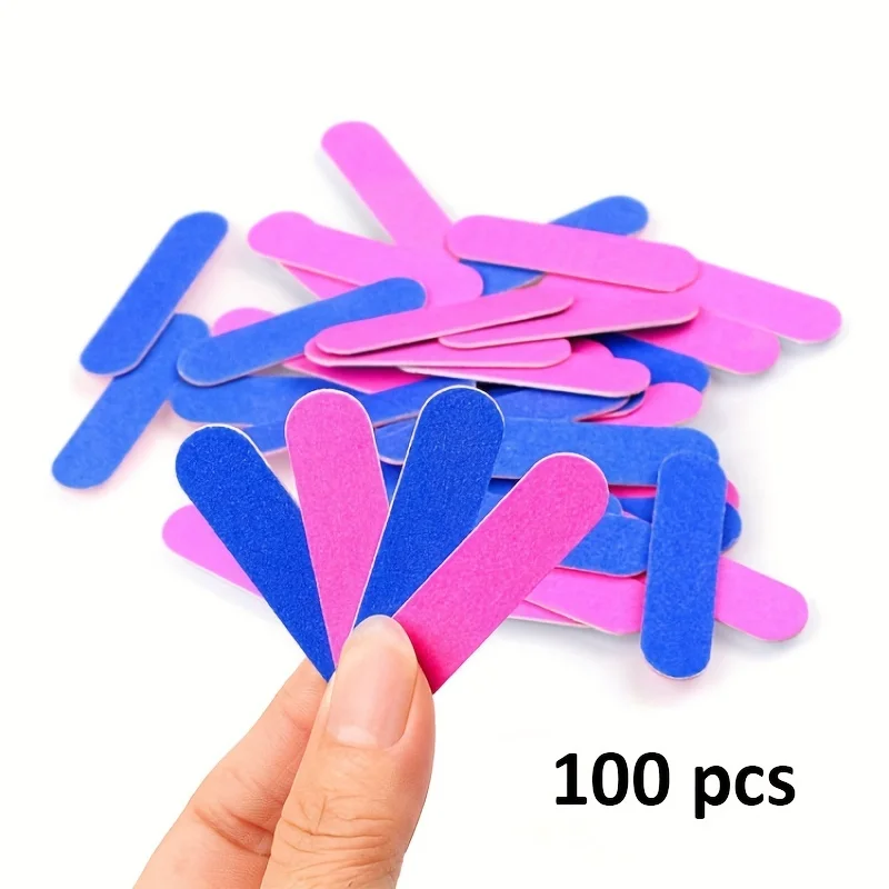 50/100Pcs Double-Sided Wooden File, Professional Nail Files Strong Sandpaper Sanding Nail Polishing Tool, Manicure Nail Buffer