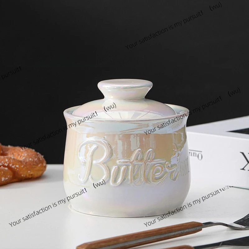 Ceramic butter tank cheese butter storage tank with lid set household tallow tank can be determined color