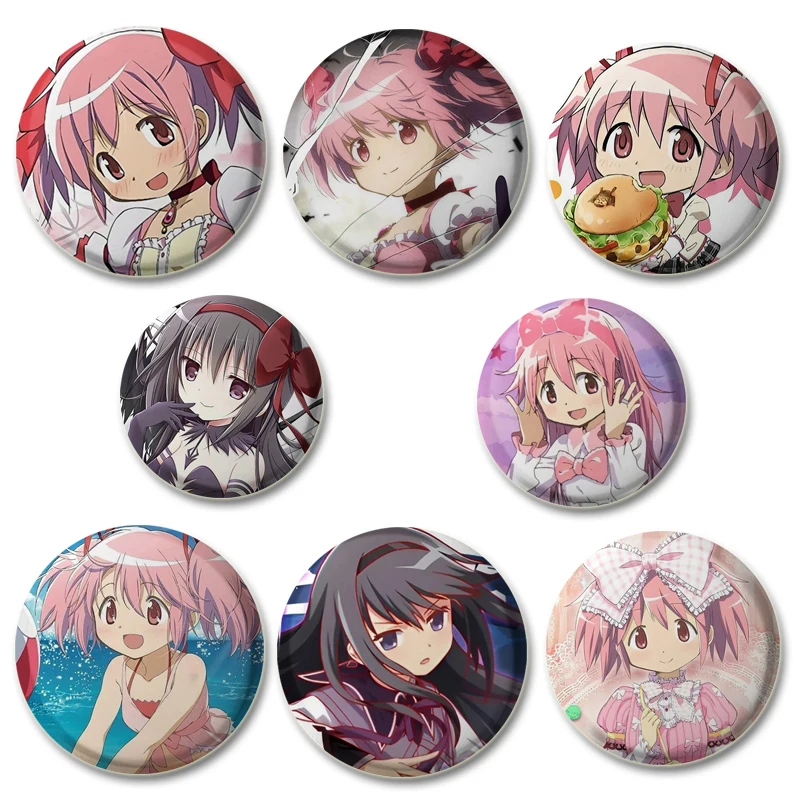 

58mm New Japan Anime Puella Magi Madoka Magica Button Pin Miki Sayaka Kawaii Girl Cartoon Brooch Badge Accessories Fans Gift