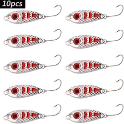 10pcs Mini Spoon Lure 1.5g 2.5g 3.5g Micro Metal Fishing Bait Hard Sequin Lure Spinner Spoon Small Fish With Sharp Single Hook