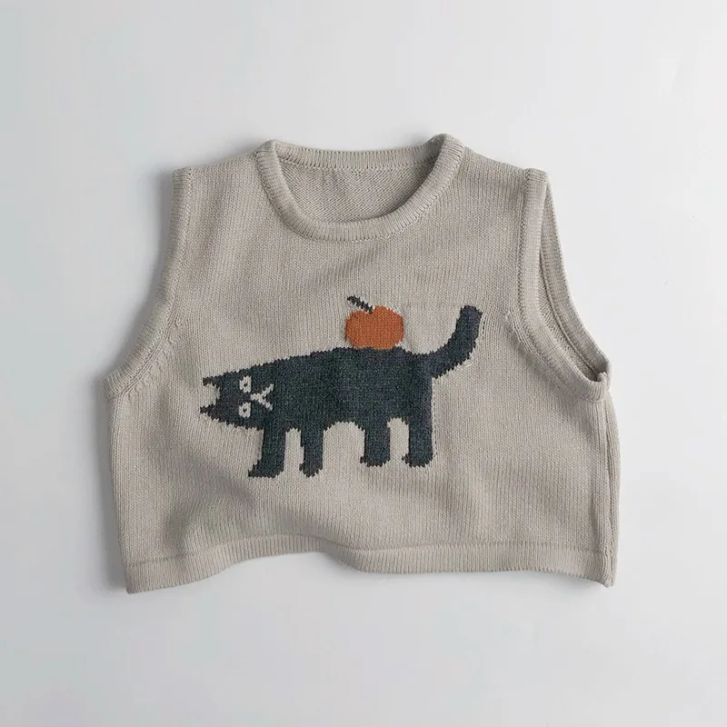 

Children Sleeveless Sweater Toddler Kids Cotton Vest Coat Boys Knitted Waistcoat Girls Clothes Cartoon Tops Casual Outerwear