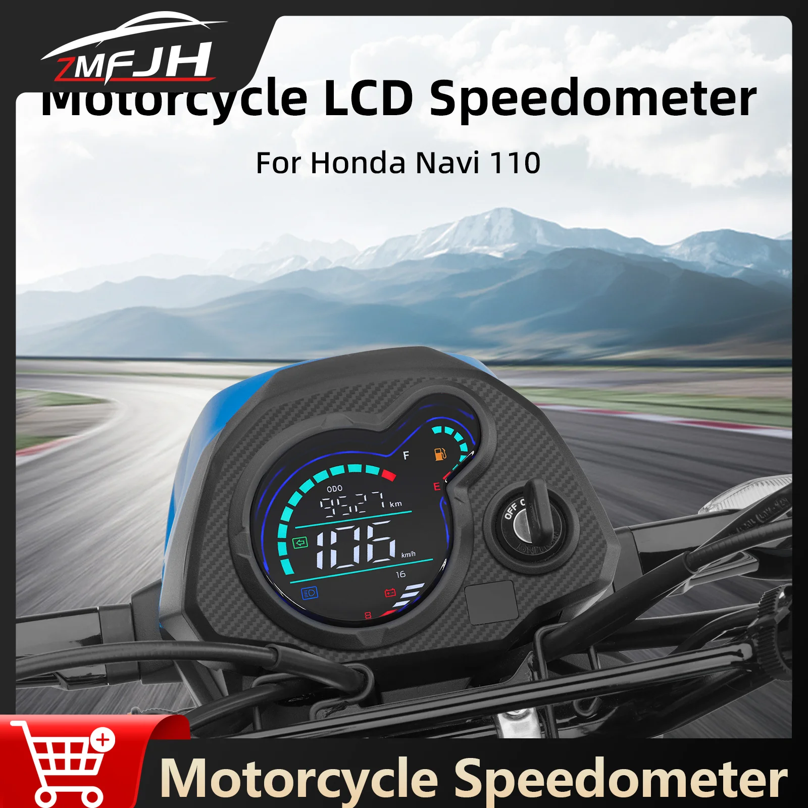 

Digital Motor LCD Speedometer RPM Tachometer Trip ODO Volt Oil Level Motorcycle Instrument With Turn Signal For Honda Navi 110