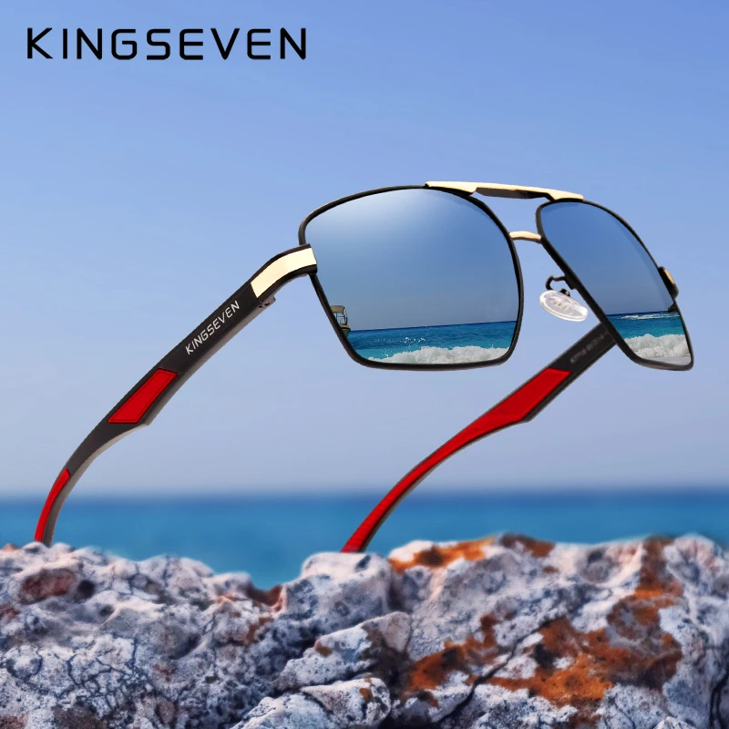 KINGSEVEN Brand New Polarized Men Sunglasses Square Aluminum Frame Male Sun Glasses Driving Fishing Eyewear Zonnebril N7719