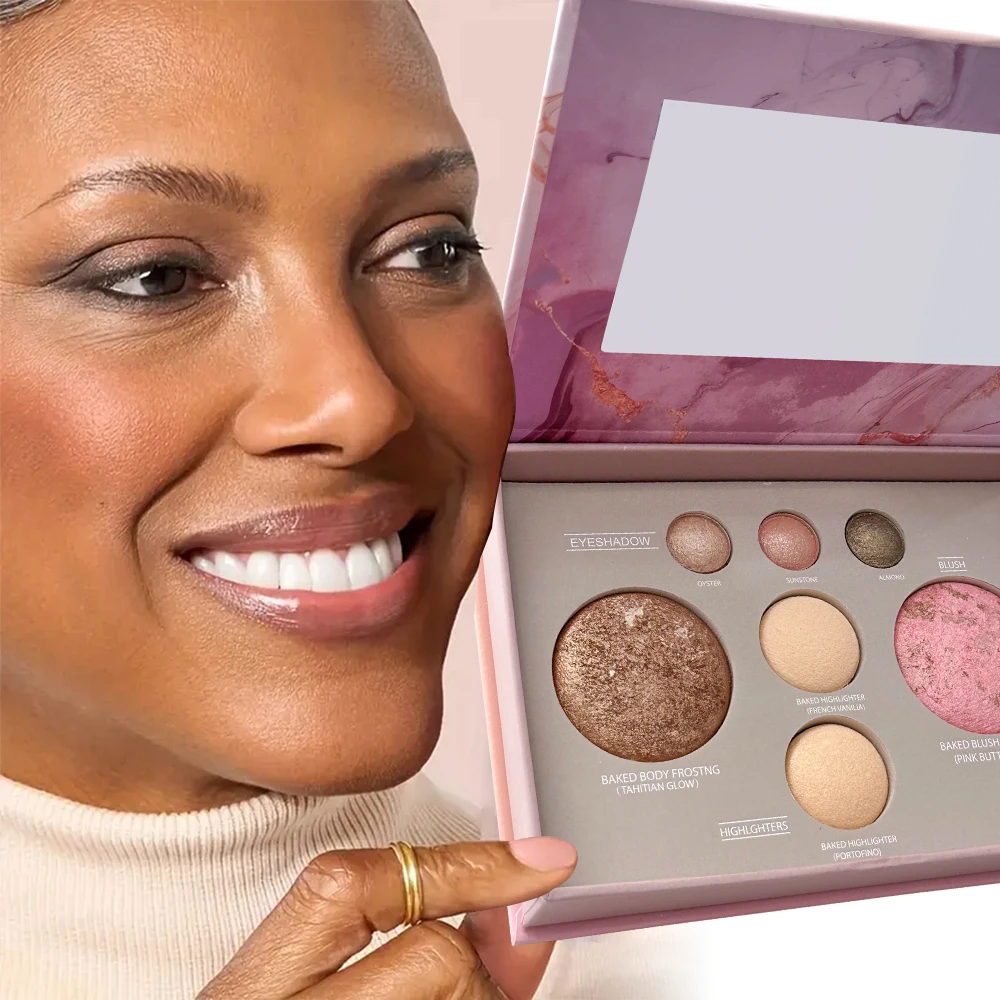 Multi-functional portable makeup palette, 7-color eyeshadow, contour, blush, highlighter all in one palette, easy to apply