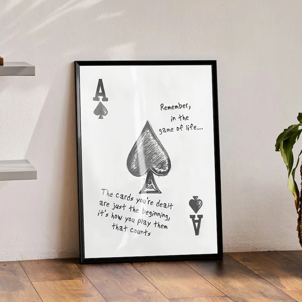 Modern Vintage Poker Ace Of Spades Cards Letter Quotes Wall Art Prints Canvas Painting Poster Picture For Living Room Home Decor