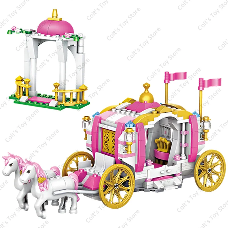 2024 Princess Building Blocks Girl\'s Fairy Castle House Blocks Classic Dream Carriage House Model Figures Kid Toy Birthday Gifts