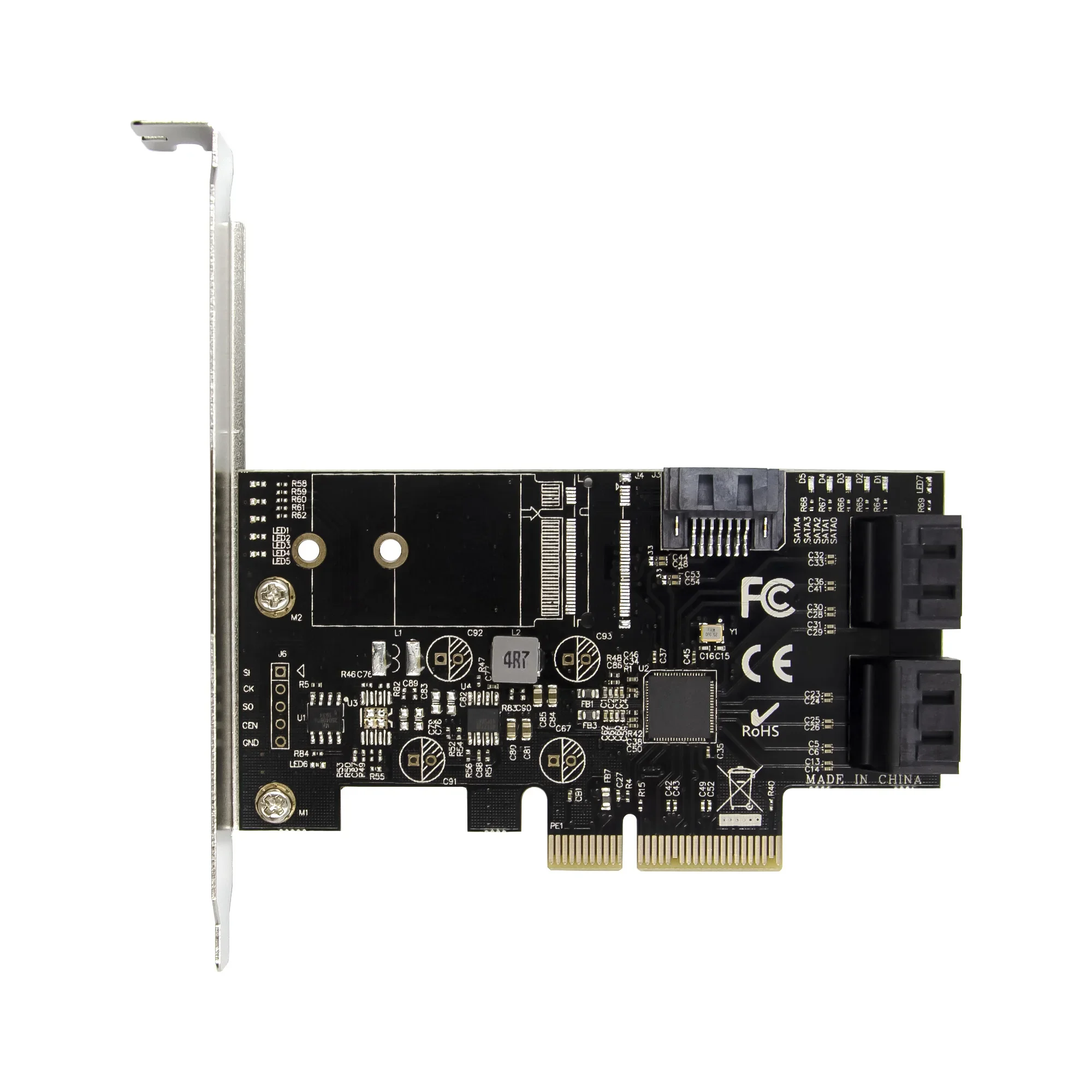 SATA to PCIE Adapter 5 Ports PCI Express X4 X8 X16 To SATA 3.0 6Gbp Rate Expansion Card SATA 3.0 Data Cable