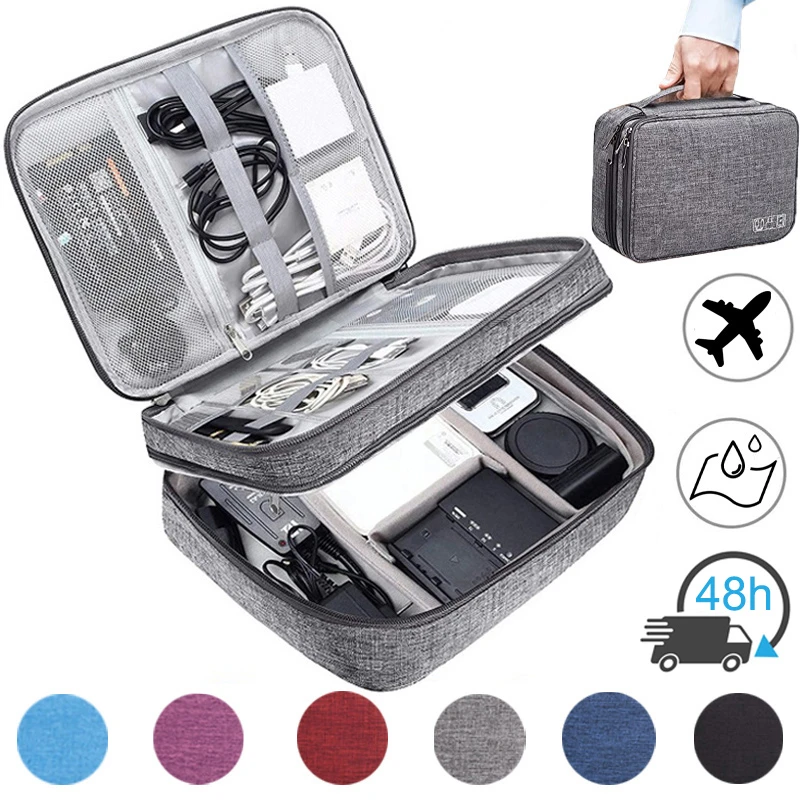 Cabo portátil saco de armazenamento à prova dwaterproof água digital organizador eletrônico usb linha de dados carregador plug saco de armazenamento organizador de cabo de viagem