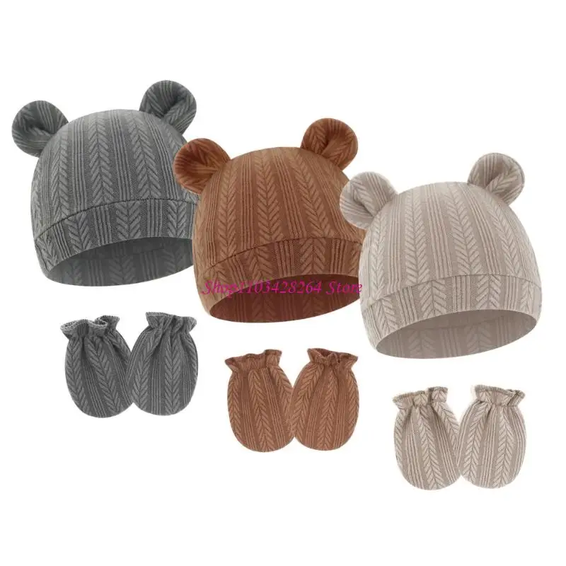 مجموعة قفازات محبوكة ناعمة مضادة للخدش للأطفال الرضع من عمر 0 إلى شهرين #5