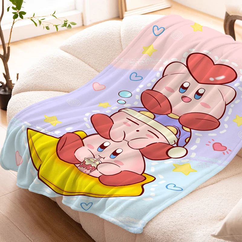 Flannel Sofa Blankets for Winter K-Kirbys Cute Warm Bed Fleece Camping Custom King Size Fluffy Soft Blankets Microfiber Bedding