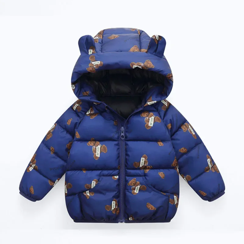 Clothing jacket winter hooded warm coat thickened sweet cartoon print 0-7 years old boys girls fashionable children\'s clothing