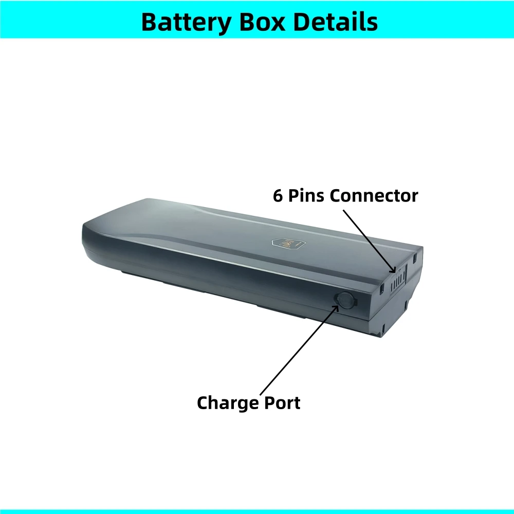 37V 36V 48V City Bike Rear Carrier Ebike Battery Box 60 18650 40 21700 Cells Phylion XH370-13J Wall-ES City Bike Battery Case