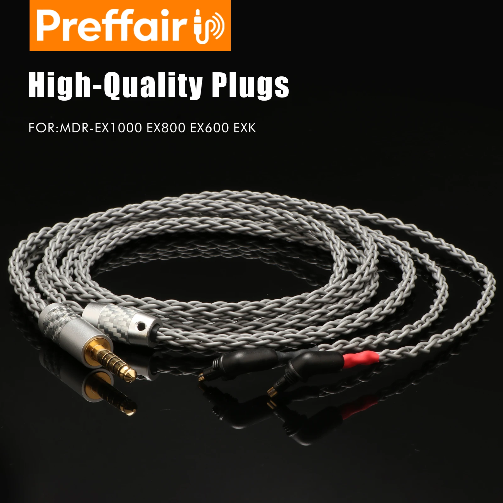 Preffair 8Core 7n OCC Copper Gold-plated 3.5/2.5/4.4mm 4pin XLR Earphone Cable For MDR-EX600 MDR-EX800 MDR-EX1000 MDR-7550 EXK