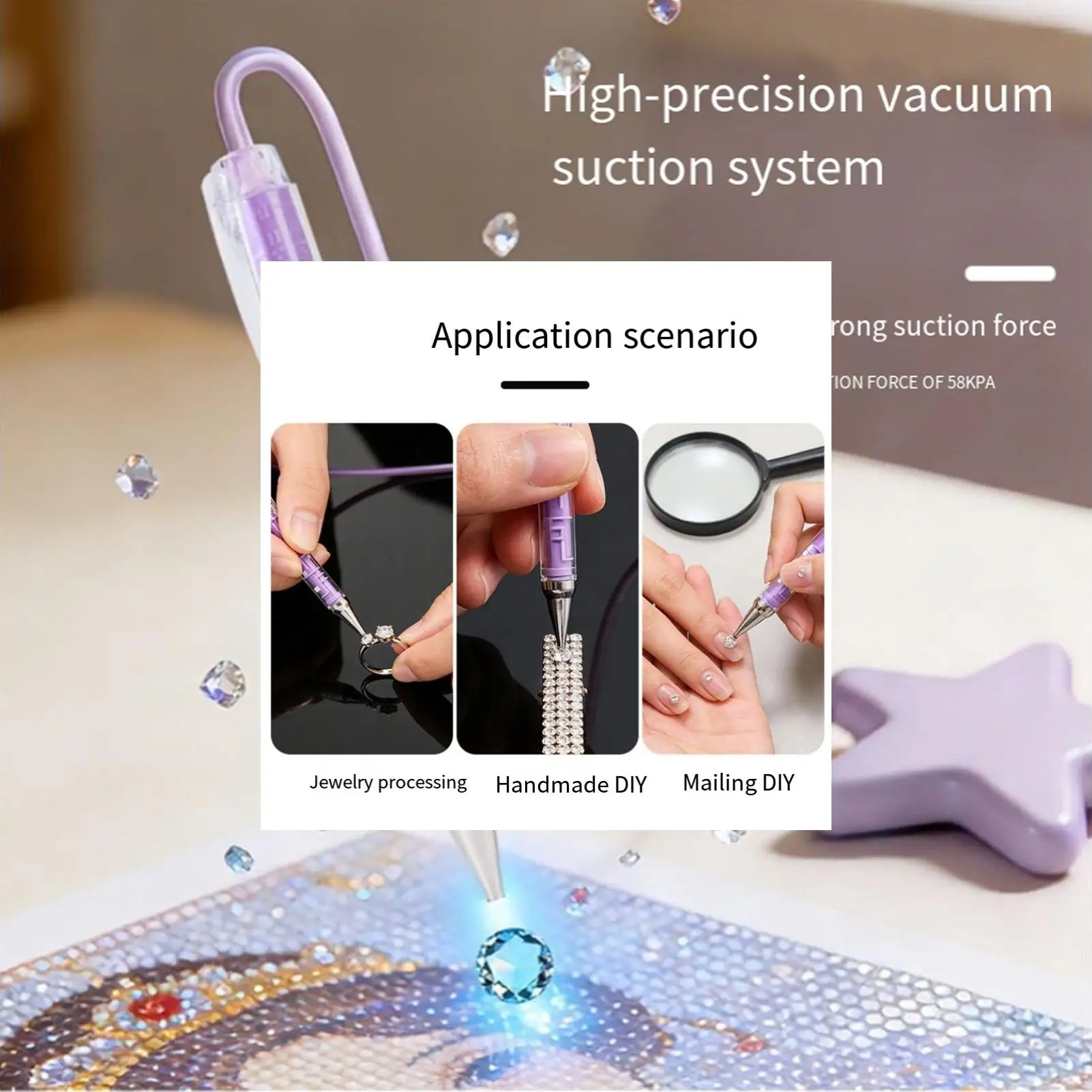 

Вакуумные ручки для рисования стразами без воска, инструменты для работы со стразами с поддоном, художественные ручки для страз для рукоделия, DIY, домашнего декора, для взрослых и начинающих