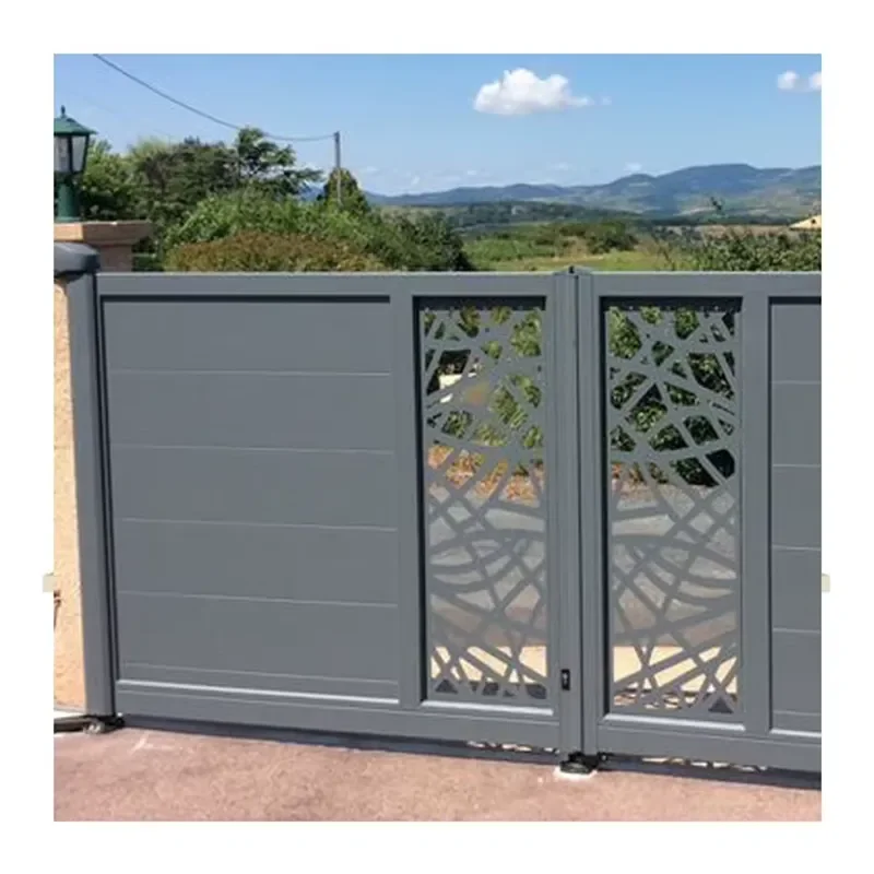 Ornate European-Style Automatic Double Gate and Fencing Galvanized Aluminum Material for Residential Villa Sliding Open Style