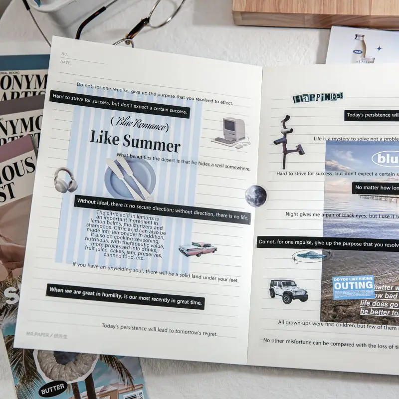 1book/60pcs Ballet Themed Journal Deco Paper Material Scrapbooking Stationery Vintage Decal Material Book DIY