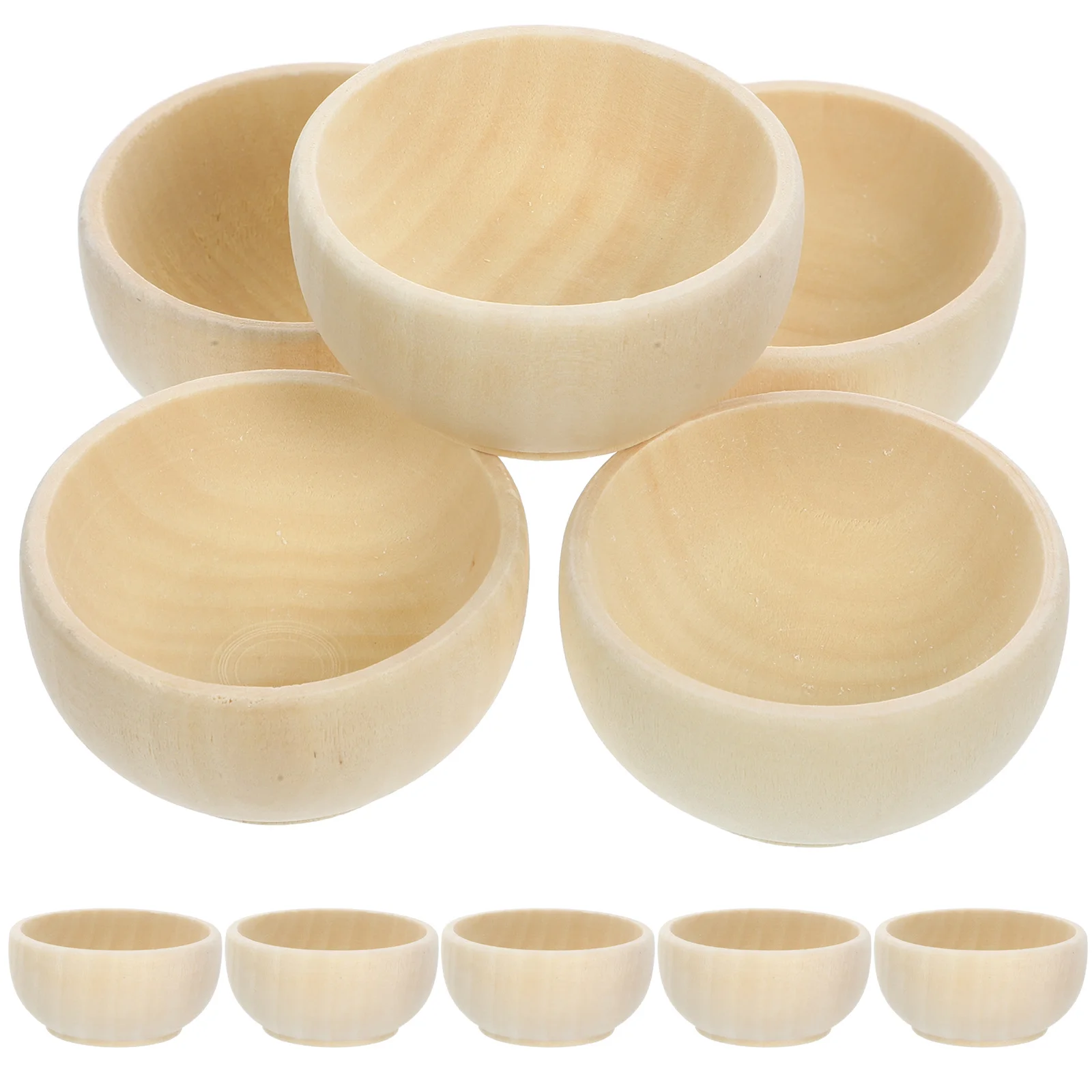 Natural Wooden Mini Craft Bowls 5
