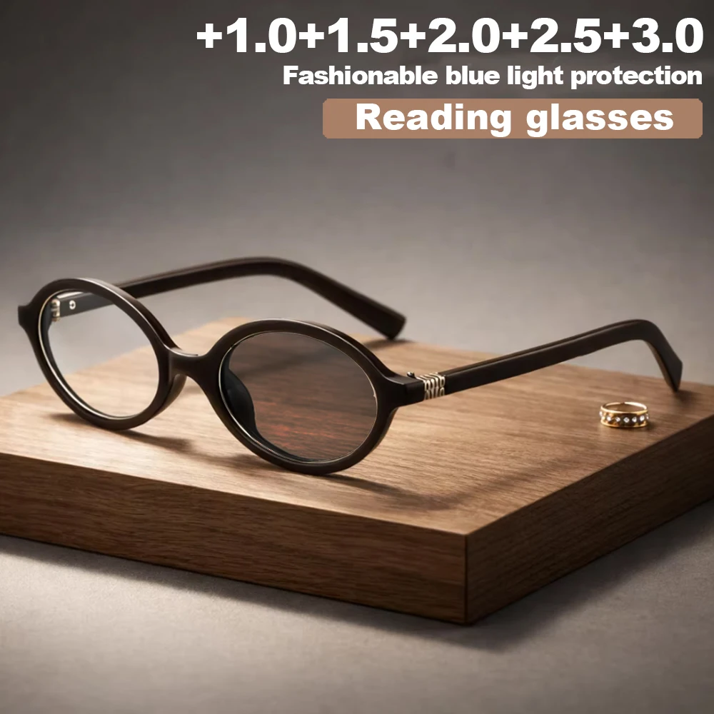 1 Stück Retro-Lesebrille mit ovalem Rahmen, PC-Rahmen, Gläser, leicht, bequem, für Damen, tägliches Tragen, Brillenschutz