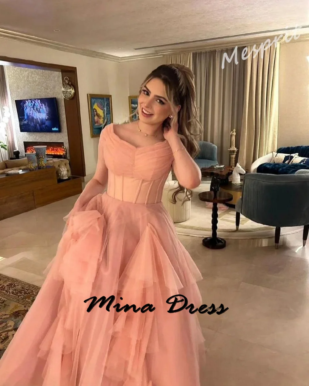 Mina Off the Shoulder Dresses for Special Events Sleeveless Elegant Woman Ceremony Dresses 2024 Stacked Woman Party Dress Es