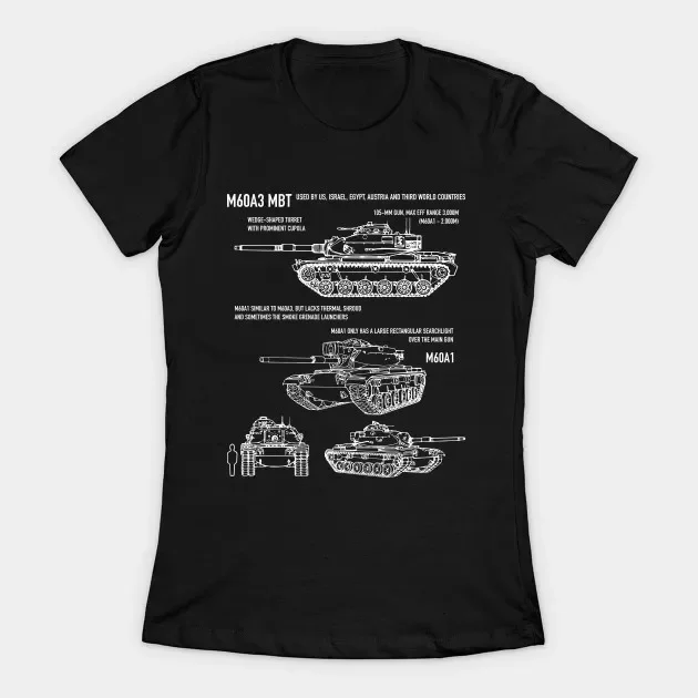 

US Army M60A3 Main Battle Tank T-Shirt 100% Cotton O-Neck Short Sleeve Summer Casual Womens T-shirt Streetwear