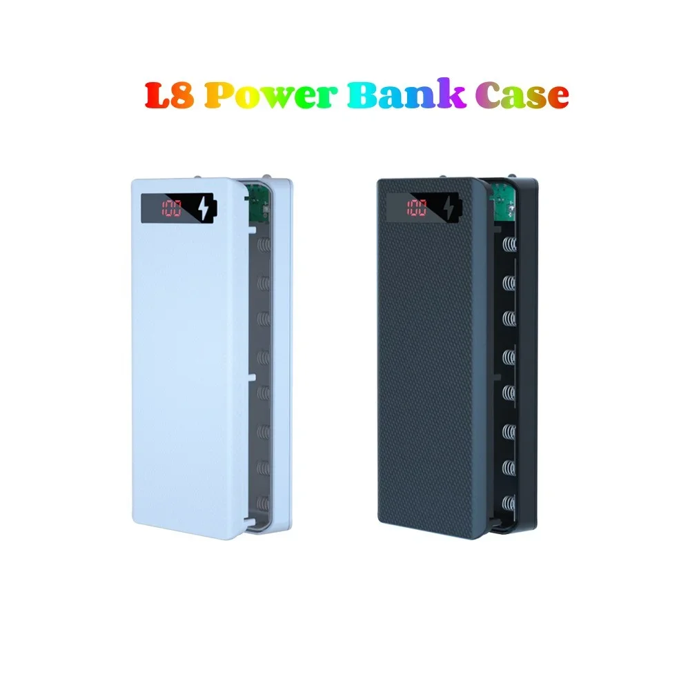 DIY L8 18650 Battery Shell Holder Power Bank Case Dual USB Mobile Phone Charger TypeC Battery Storage Box For Iphone Xiaomi