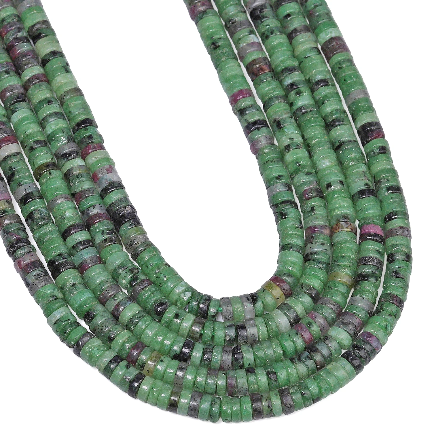 الطبيعية روبي Epidote الأحجار الكريمة حجر الخرز 4x1 مللي متر شقة مستديرة Rondelle شكل الخرز فضفاض خزر عازل لصنع المجوهرات اكسسوارات #2