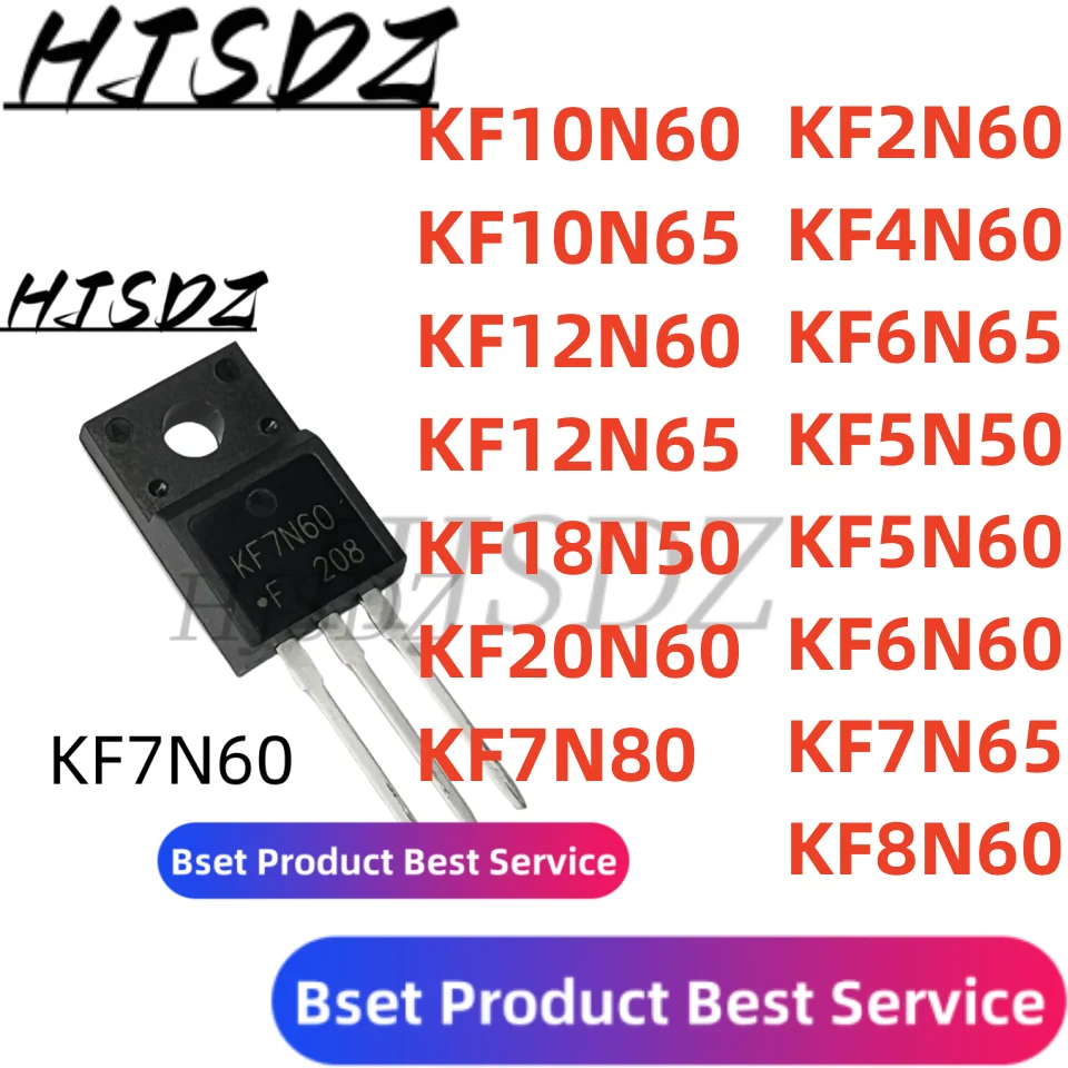 10szt TO-220F 20N60 6N60 7N65 4N60 10N60 2N60 8N60 12N60 18N50 7N60 5N60 4N65 12N65 10N65 5N50 Tranzystor N-kanałowy Mosfet 600V