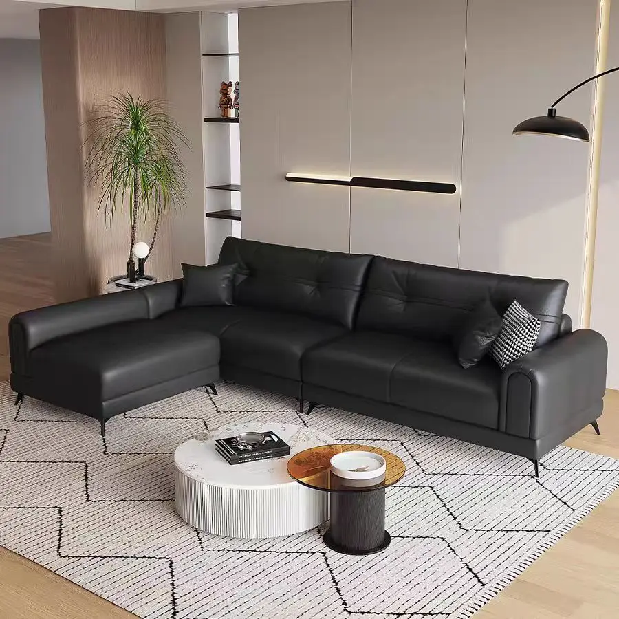 

！@New Italian Light Luxury Leather Curved Contemporary Design Multi-Person Leather Wholesale Sofa