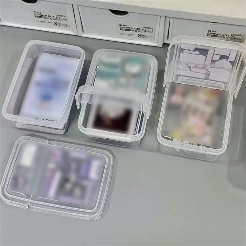 Storage Box Card Holder Sticker Stationery Transparent Storage Box Film Small Size Storage Boxes Flip Classification Box INS